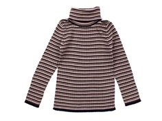 FUB bluse rullekrave multi stripe merinould